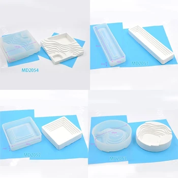 

4Pcs Terrace Landscape Resin Casting Silicone Mold Terrace Ashtray Storage Tray Resin Mold Home Decor Art Crafts Tools