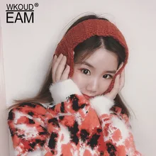 WKOUD EAM, новинка, модные осенне-зимние теплые наушники для женщин, одноцветные вязаные наушники для ушей, женские трендовые теплые наушники A158