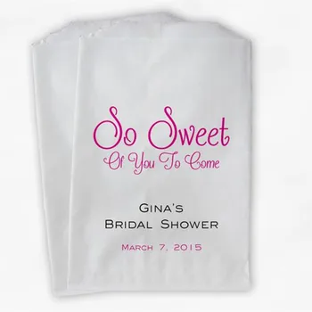 

Custom So Sweet To Come Candy Buffet Treat Bags - Personalized Bridal Shower Favor Bags in Hot Pink and Black - Paper Bags