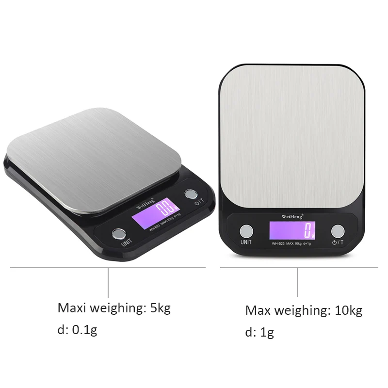 고정밀 백라이트 전기 저울, 스테인리스 스틸 계량 주방 저울, 3-9V USB 충전, 3kg, 5kg, 10kg, 0.1g, 1g