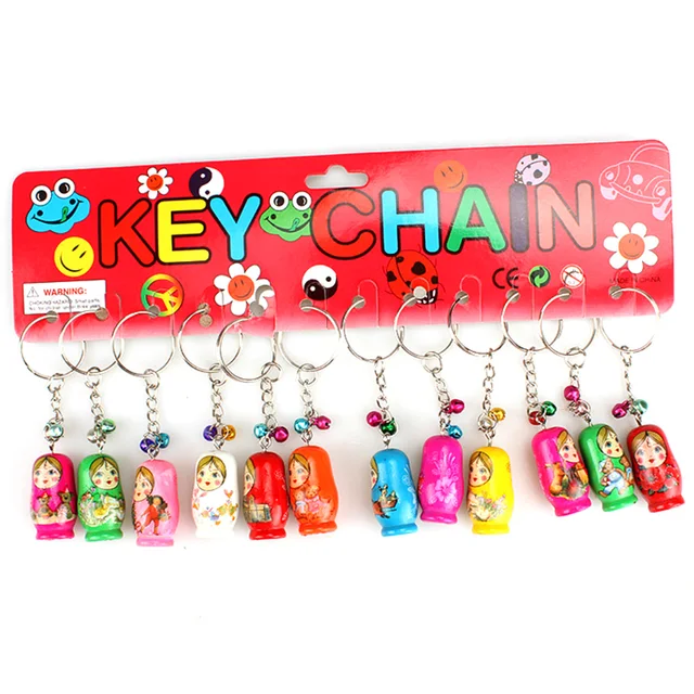 Gran Oferta De 12Pcs/Set Russian Nesting Dolls Key Ring Babushka Matryoshka Figurines Kids Children Toys Birthday Gift Keychains 6