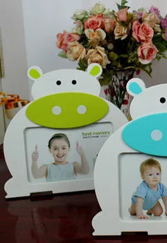 

Cute Plastic Cow Type Kid Photo Frame Standing Home Children's Room Decoration Party Gift for Kid Picture Desktop