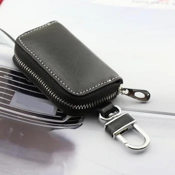

Car Key Case Leather Folding Leather Signal Blocker Bag Key Wallet Key Zipper Holder Bag For Privacy Protection