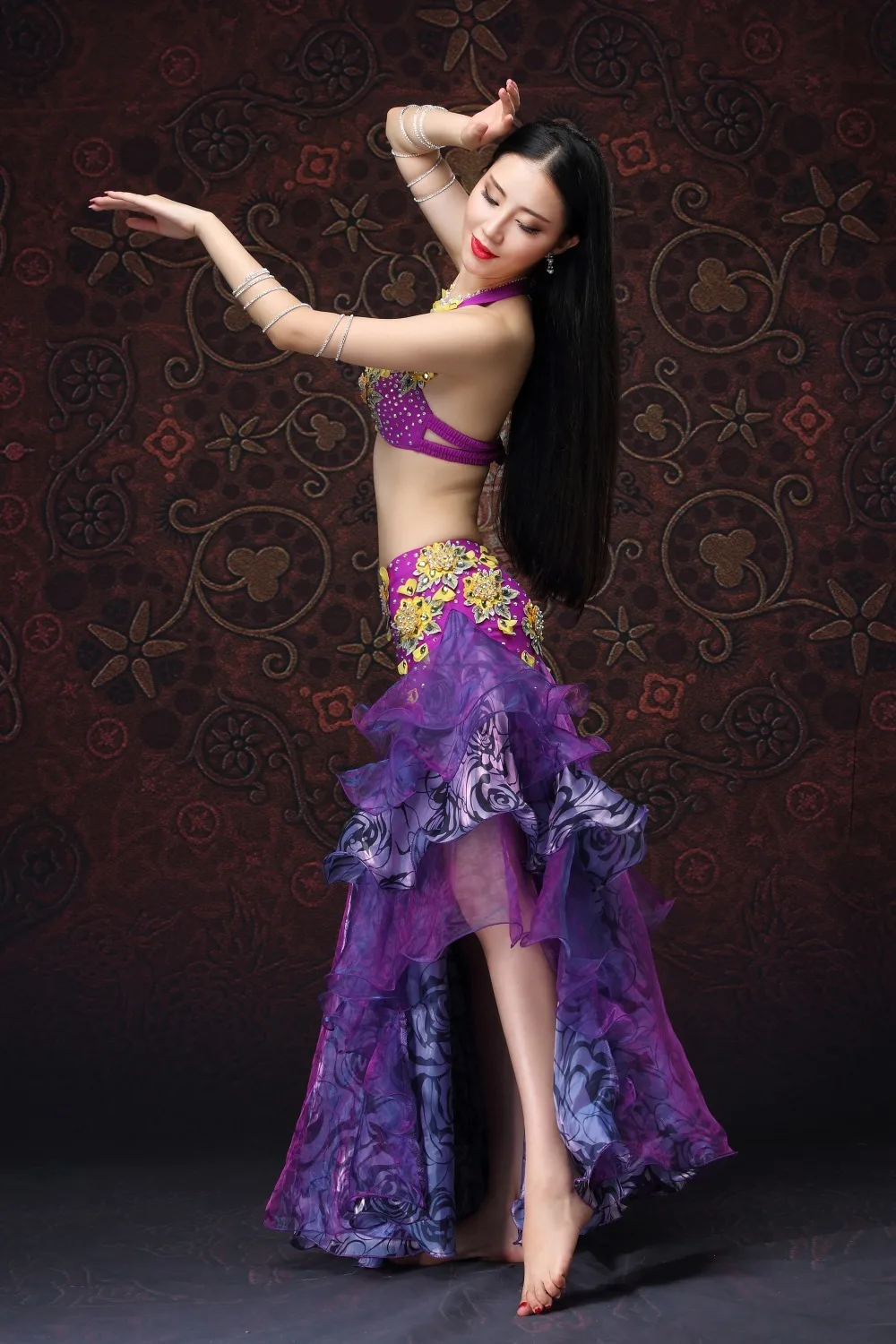 Belly Dancing Clothes Performance Women Dancewear for Oriental Dance Outfits Belly Dance Beaded Costume 2pcs/set Bra and Skirt