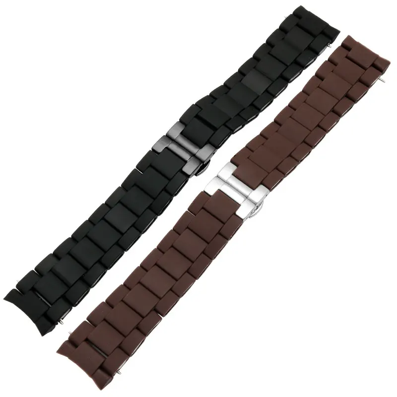 Silicone Stainless Steel Watchband for AR5905 AR5920 AR5890 AR5891 AR5889 Watch Strap 20mm 23mm Black Brown Men Women Bracelet