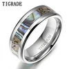 Tigrade 6/8mm Titanium Ring for Man Abalone Shell Inlay Ring Polished Finish Beveled Brand Wedding Band Couple Ring anel masculi ► Photo 1/6