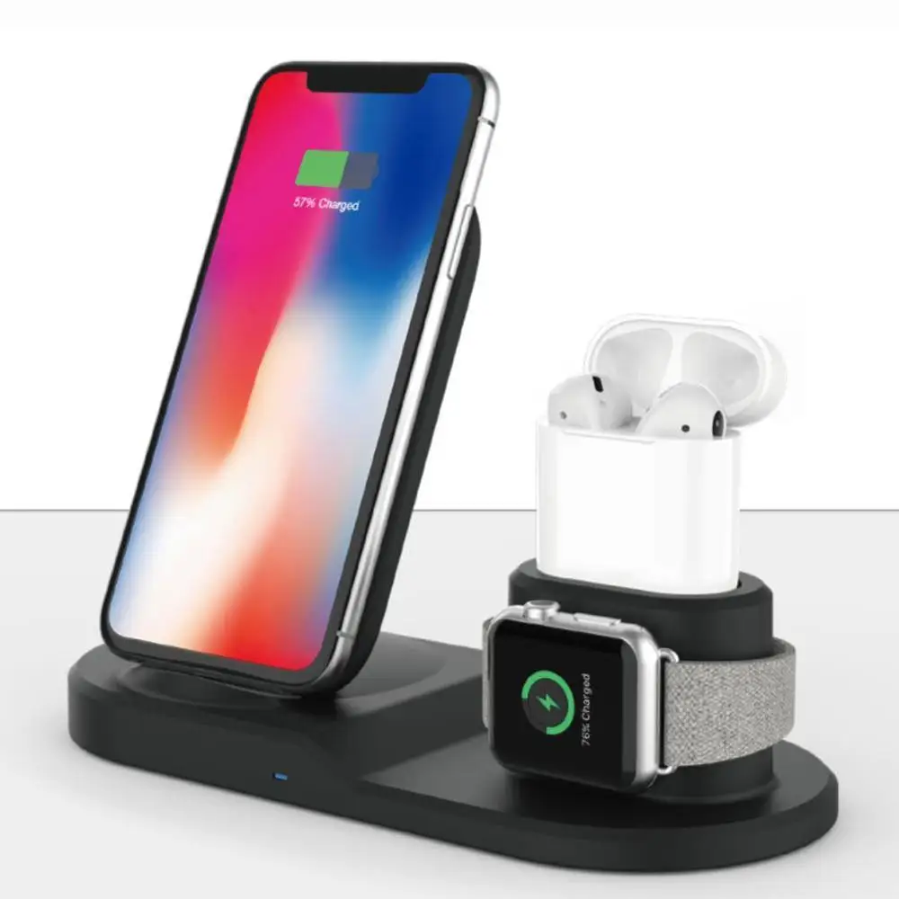 Беспроводной Зарядное устройство подставка для iPhone AirPods, док-станция для зарядки Зарядное устройство для серии 4/3/2/1 iPhone X 8 XS