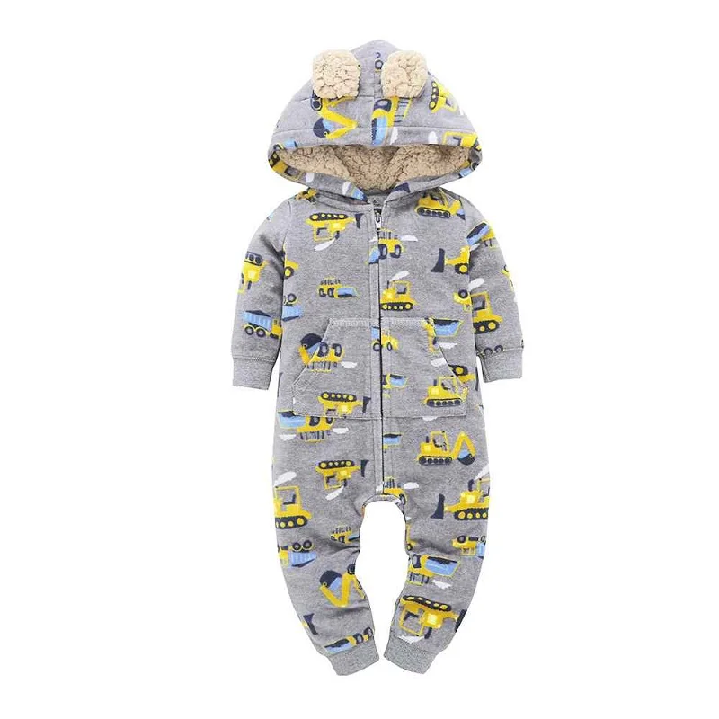 6-24M Baby Boys Girls Christmas Autumn Winter Santa Claus Clothes Newborn Unisex Kid Long Sleeve Hooded Fleece Jumpsuit Costume