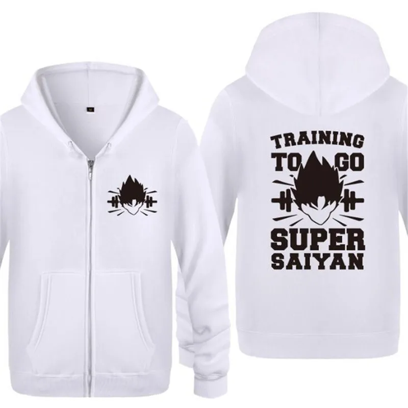 white hoodie 5 Толстовка мужская аниме Dragon Ball Z Super Saiyan с принтом мужские толстовки флисовая куртка на молнии с длинным рукавом пальто толстовки для фигурного катания Moletom - Цвет: white hoodie 5