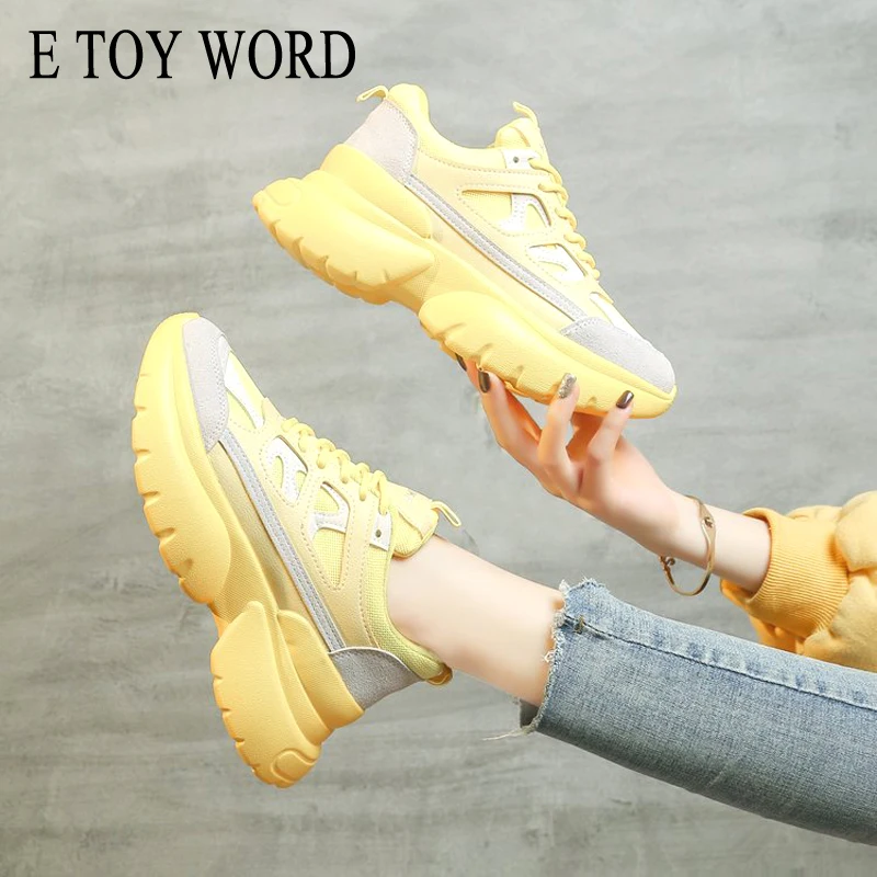 

E TOY WORD Daddy shoes women's wild ins tide women's shoes spring new 2020 thick bottom net red women sports casual shoes