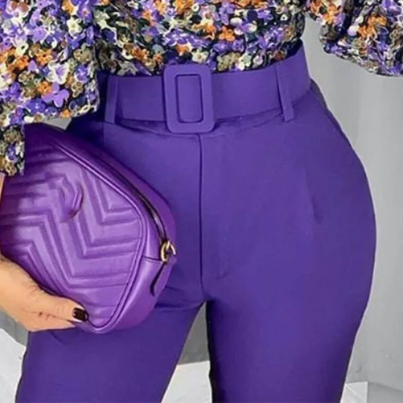 Women Elegant Purple Pants Sashes 