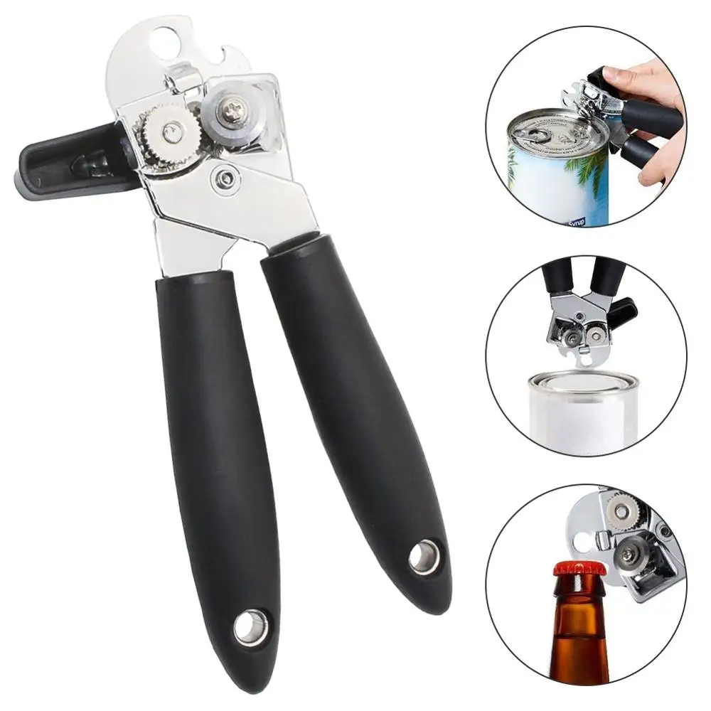 

Multifunction Can Opener Stainless Steel 3 in 1 Manual Beer Bottle Opener Smooth Edge with Ultra Sharp Cutting kitchen Tools