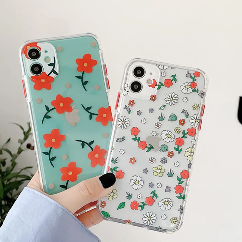

New 3D Flower For iphone 11 Phone case 11 Pro Max X XR XS Max 7 8 Plus SE2020 Clear Floral Phone Cover Soft TPU Coque