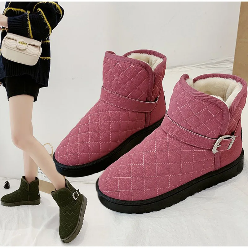 

Women Soft Platform Ankle Boots Ladies Comfort Suede Wome's Buckle Slip On Boot Woman Warm Short Furry Plush Winter Female Shoes