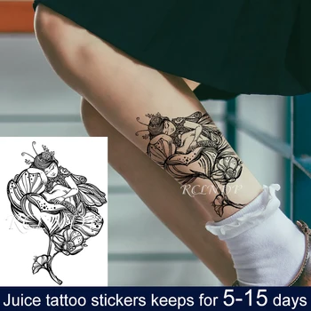 

Waterproof Temporary Juice Ink Tattoo Sticker Nice Girl Flower Fairy Wings Fruit Gel Long Lasting Fake Tatto Art for Men Women