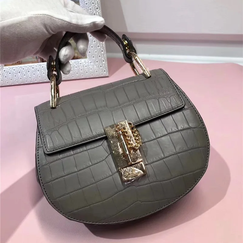 

Authentic Real Crocodile Skin Women's Small Saddle Purse Genuine Alligator Leather Lady Mini Handbag Female Cross Shoulder Bag
