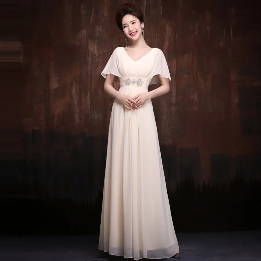 Вечернее платье с v-образным вырезом, Robe De Soiree Y006 размера плюс, шифоновое элегантное вечернее платье для беременных женщин, длинные платья цвета шампанского для выпускного вечера