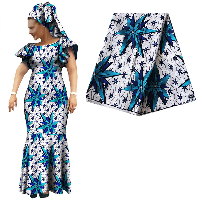 Белая африканская печатная настоящая голландская восковая Ткань 6 ярдов высокого качества DIY швейная батик ткань нигерийская Анкара восковая ткань 283