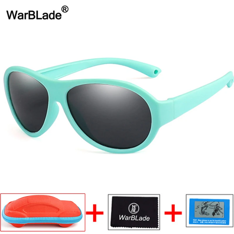 green gray R WarBlade, новинка, поляризованные детские солнцезащитные очки, квадратные, для мальчиков и девочек, детские солнцезащитные очки, UV400, защитные очки для детей, солнцезащитные очки с коробкой - Цвет линз: green gray R