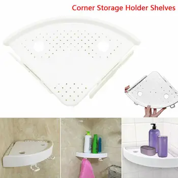 

Bathroom Snap Up Corner Shelf Rack Triangle Grip Storage Wall Mount Holder New