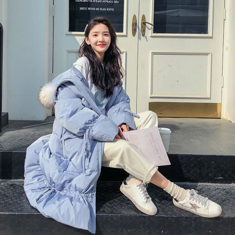 

2018 Winter Loose-Fit BF Large Fur Collar Cotton-padded Clothes Women's Mid-length over-the-Knee Thick South Korea down Jacket C