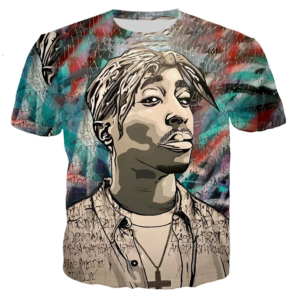 Мужские/женские футболки Rapper Tupac 2Pac с 3D принтом Повседневная футболка в стиле