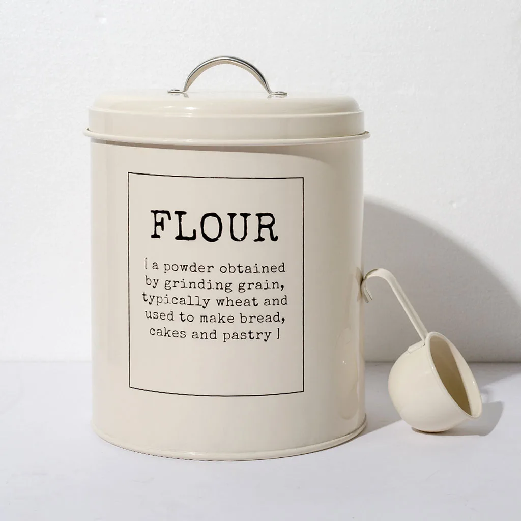 Metal Kitchen Food Rice Flour Storage Tin Jar 5L Farmhouse Container