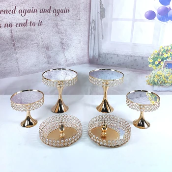 

6PCS Gold Mirror Round Metal Wedding Cake Stand Set Birthday Party Dessert Cupcake Pedestal Display Plate Home Decor
