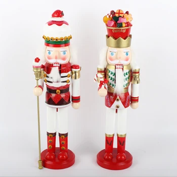 

Puppet Nutcracker Solid Wood Ornaments Christmas Gift Walnut Soldiers Ornaments for Home Desktop Decor