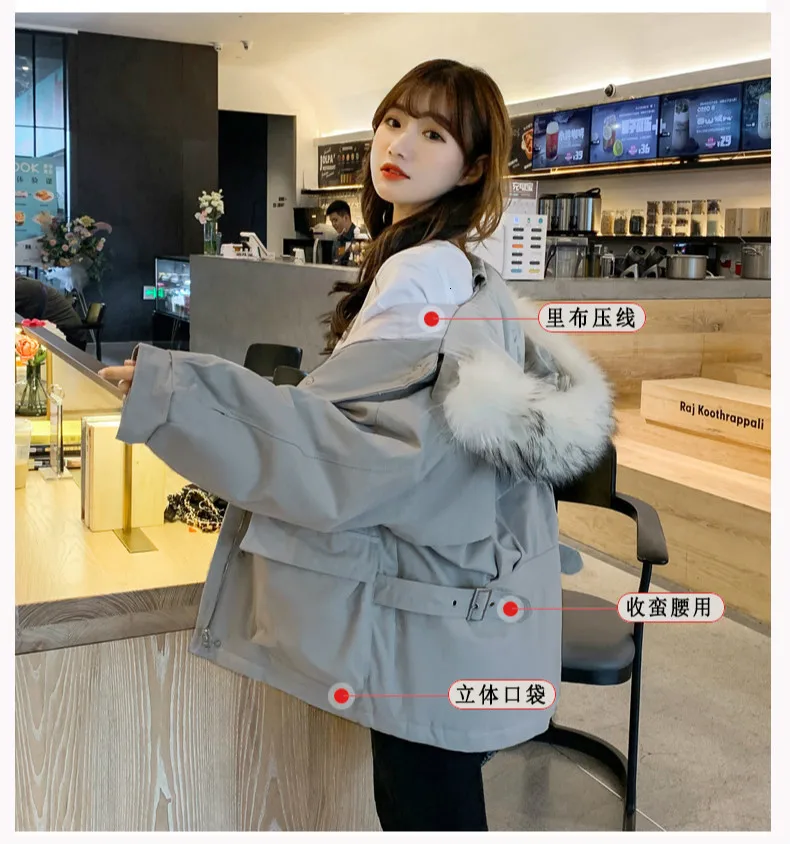 Women Cotton Padded Coat Autumn Winter Warm Thicken Fur Hooded Coats Parka Female Loose Solid Pocket Jacket Outwear