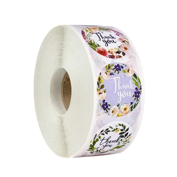 

500pcs/Roll Flower Pattern Decoration Sticker 8 Different Patterns Round Sticker