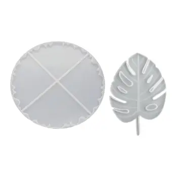 

2Pcs Crystal Epoxy Resin Mold Coaster Casting Silicone Mould Handmade DIY Crafts Making Tools leaf coaster mold