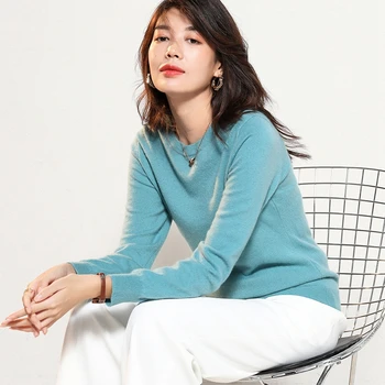 

2019 New Colours Women's 100% Cashmere O-neck Knitted Pullover Multi Colors Basic Pure Sweater For Women Roundneck Winter Jumper