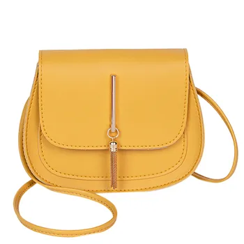 

Solid Color Tassel Leather Shoulder Bag Messenger Bag Fashion Simple Style PU Leather Solid Hasp 2020 New Сумка на плечо