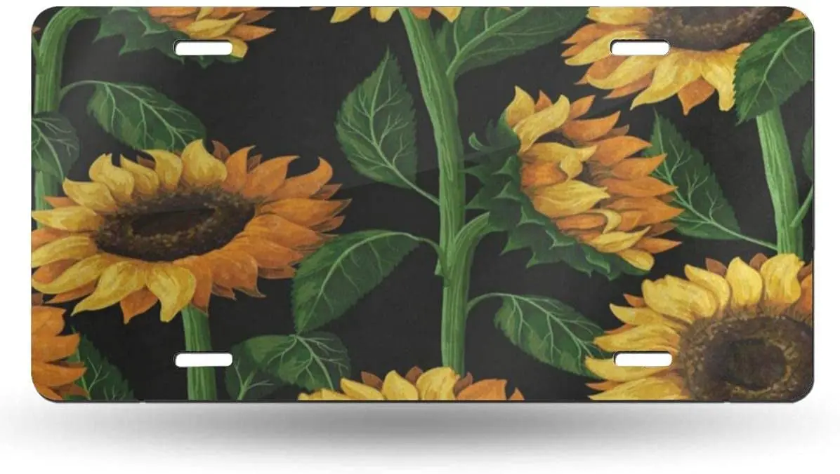 

yunsu Sunflower License Plate,car Decor Personalise Tag,Novelty Car Front License Plate Metal Aluminum Car Plate