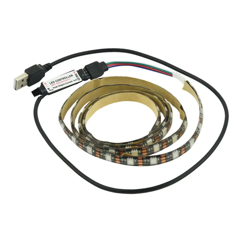 

1M 5V 5050 SMD 60LED Color Changing RGB LED Strip Light TV Back Lighting Kit+USB 24Key Remote