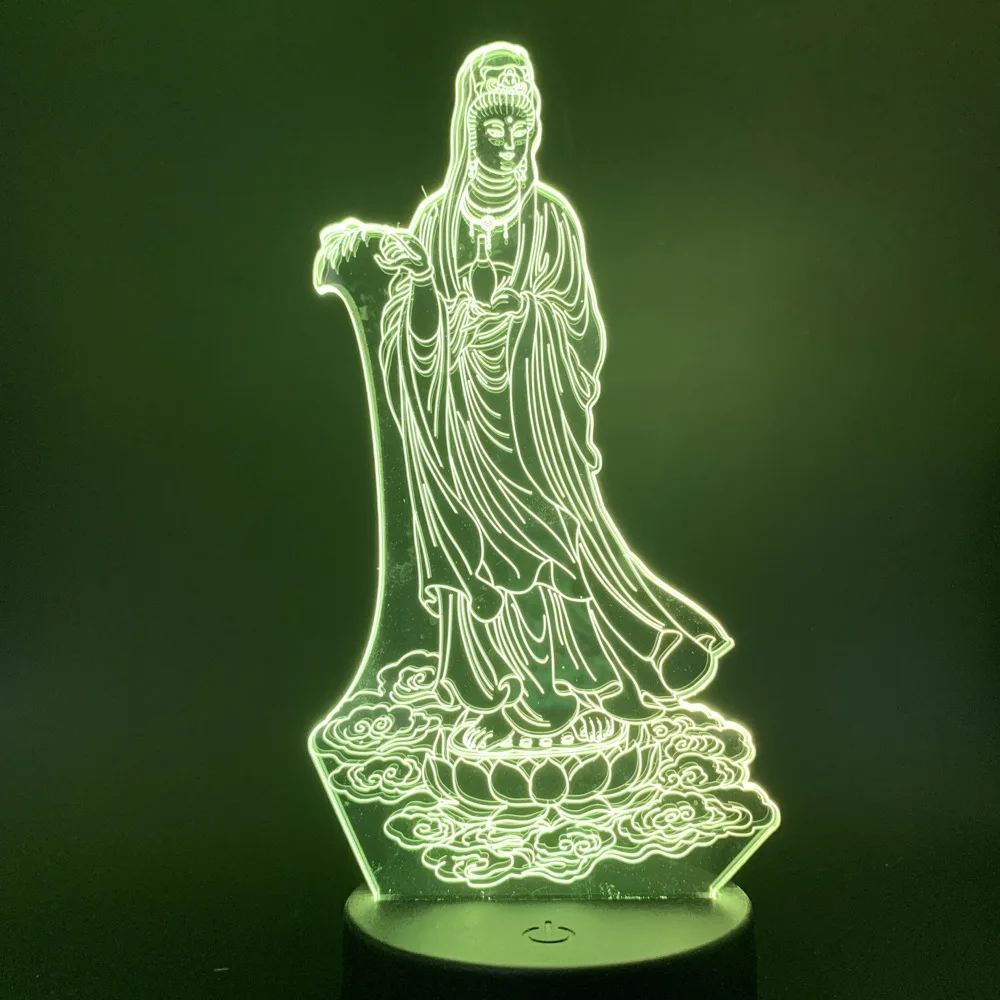 Ночной светильник Avalokitesvara портретный Usb визуальный 3D светодиодный моделирующий Настольный светильник, светильник для сна, украшение для гостиной, подарок