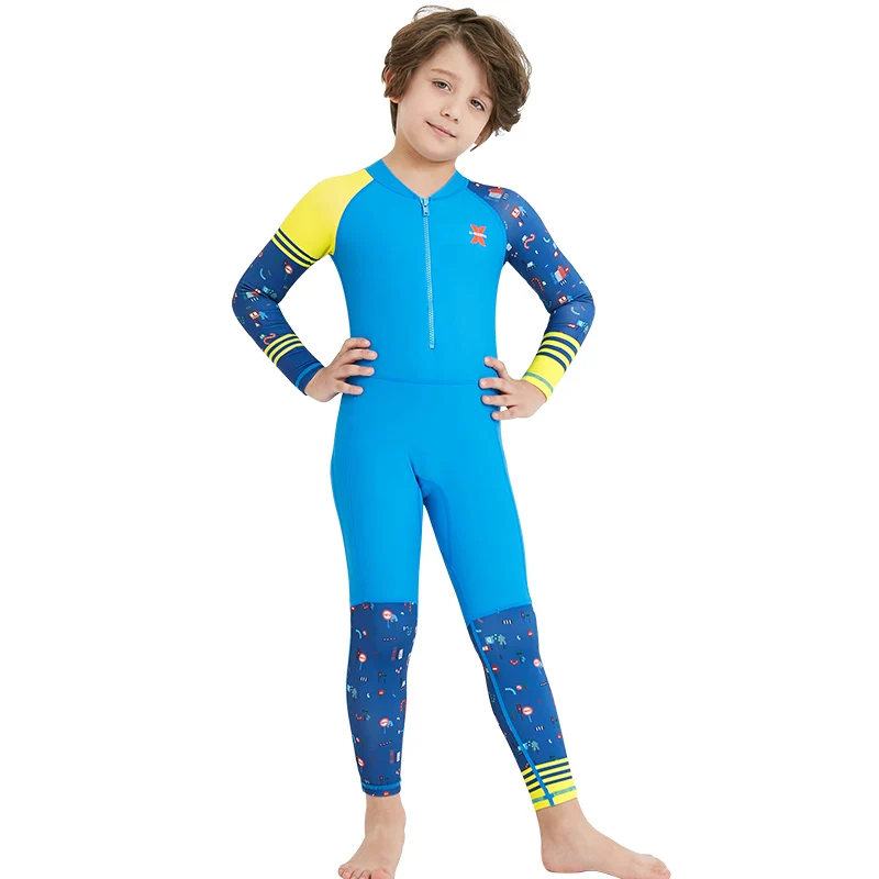 DIVE&SAIL Child One-piece Quick-dry Swimwear wetsuits Rushguard Scuba Diving Suit Boys Girls Kids Long Sleeve Anti-UV Beachwear