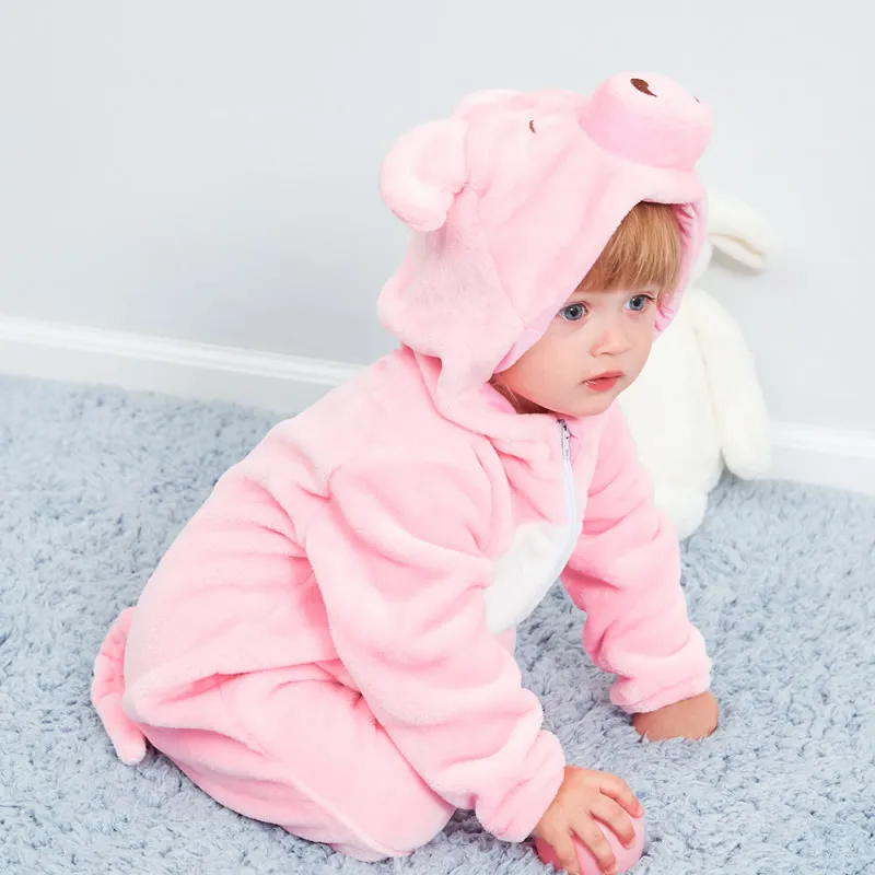 Детский комбинезон с пандой Одежда для новорожденных для маленьких мальчиков и девочек детский комбинезон, Одежда для новорожденных детей, зимний комбинезон одежда для малышей комплекты для малышей Пижама со строчной нашивкой; - Цвет: Pink Pig