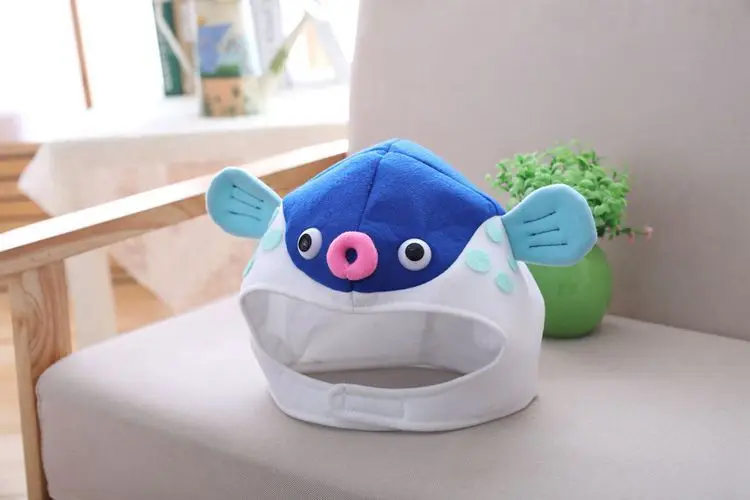 Южная Корея Девушки Сердце Мультфильм фугу рыбий голова группа шляпа забавная Meng селфи реквизит съемки голова группы фото реквизит