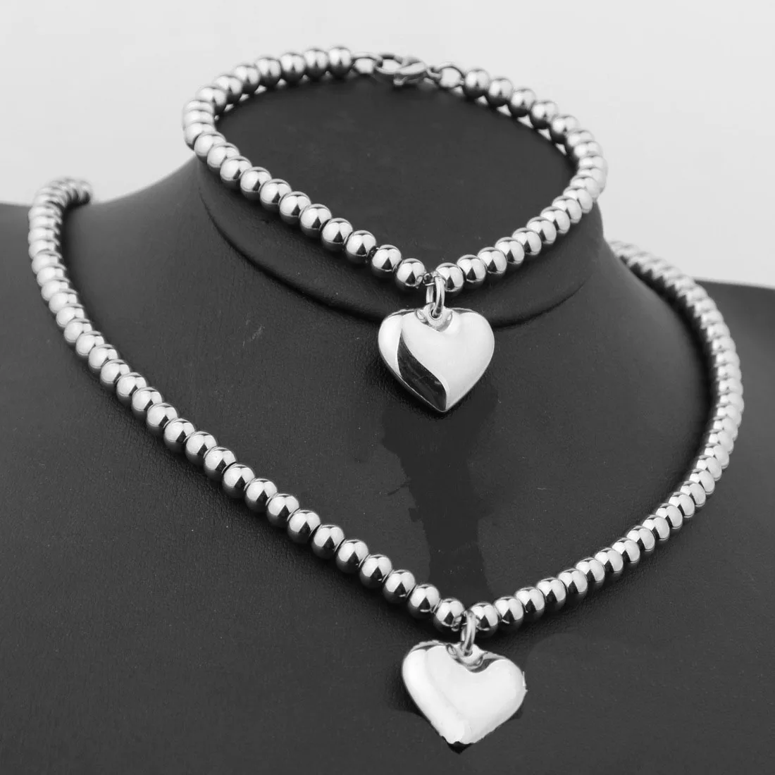 Stainless Steel Necklace Bracelet Lobster OT Clasp O Chain Lover Heart Charm variety Hearts Jewelry Sets Lovers Gift 8 Styles | Украшения и