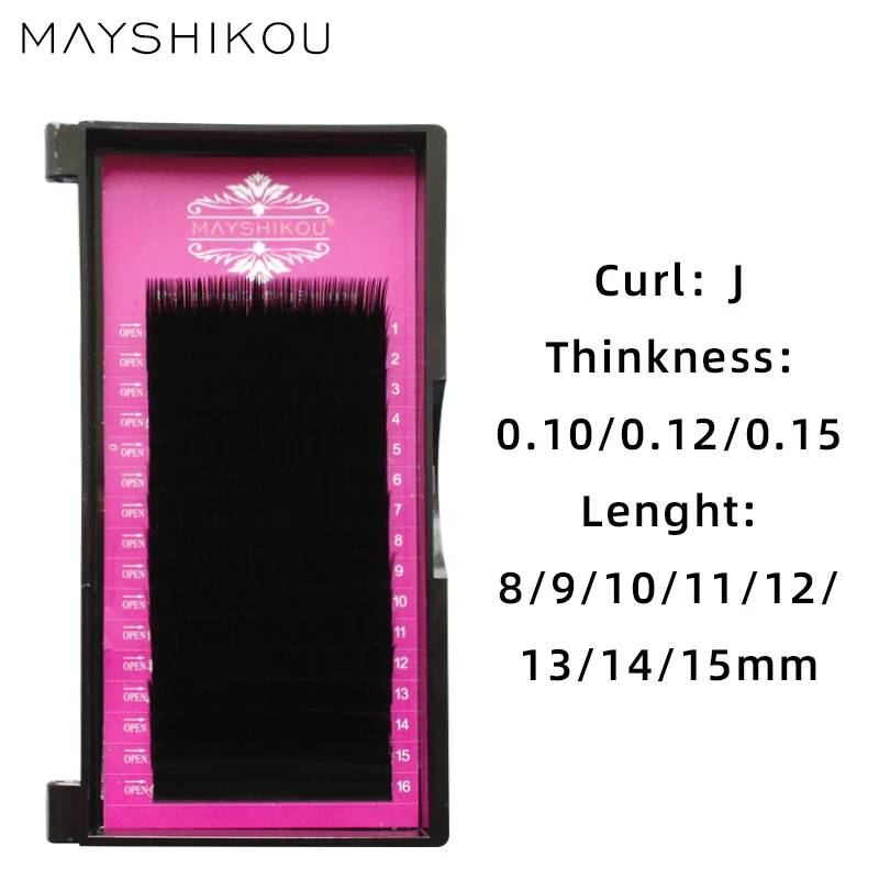 

MAYSHIKOU False Eyelashes Individual Eyelash Extension synthetic Hair 16Rows/Tray Russian volume Hair Soft Natural Long lashes