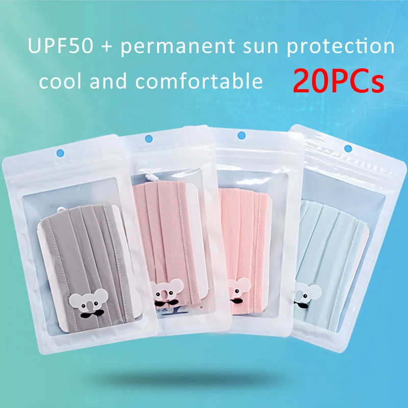 

20PCs Summer Sunscreen Ice Silk Mouth Mask Safe Breathable Windproof Dustproof UV Protective Washable Face Mouth Mask