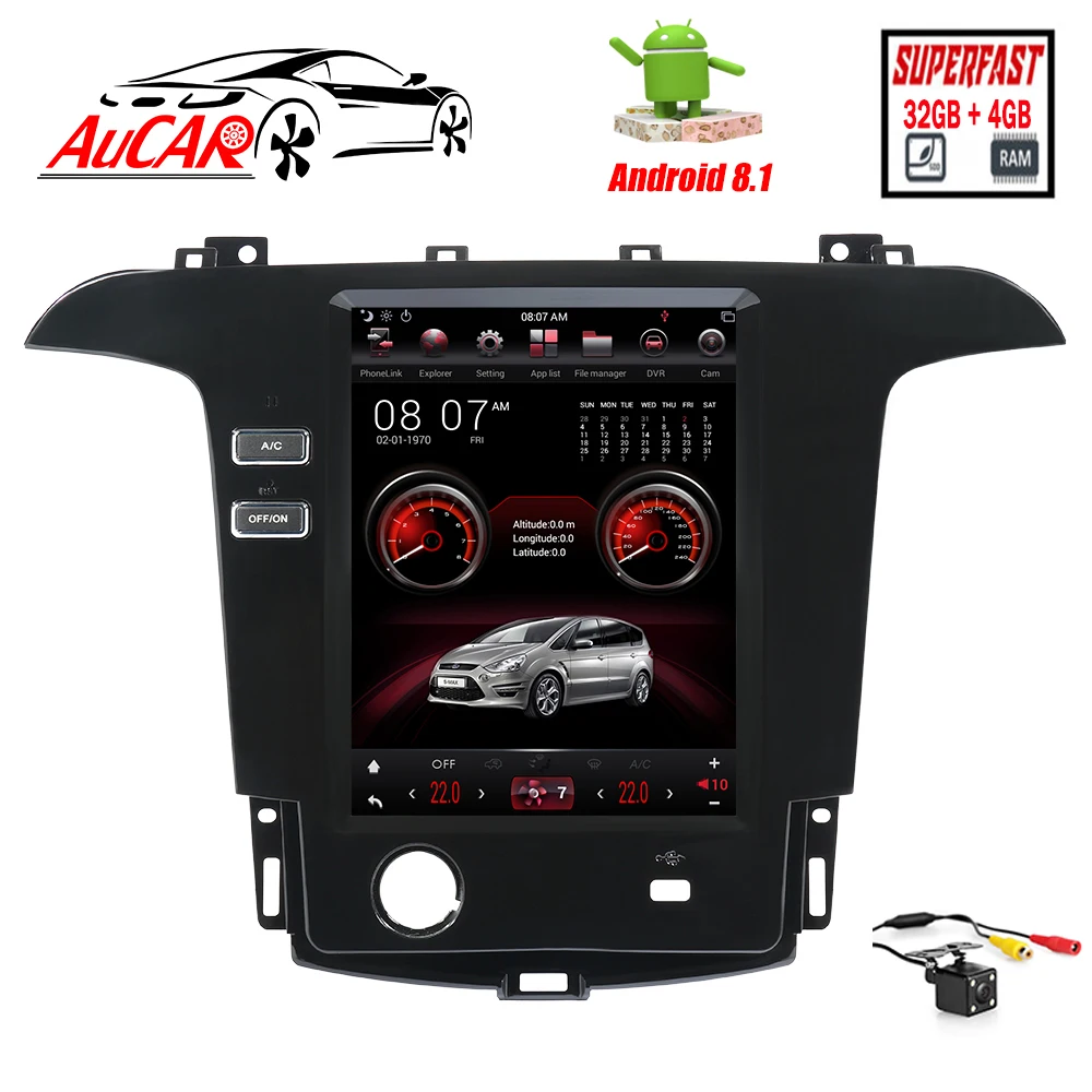 Tesla Android 8.1 DIN Car GPS navigation radio for Ford Smax/S-Max/Galaxy 2007-2015 car multimedia player Stereo autoradio audio Tesla Android 8.1 DIN Car GPS navigation radio for Ford Smax/S-Max/Galaxy 2007-2015 car multimedia player Stereo autoradio audio