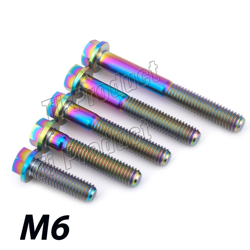 1 шт. винт с фланцевой головкой из титана GR5 Rainbow M6 * 10/15/20/25/30/35/40/45/50/60 мм корпус