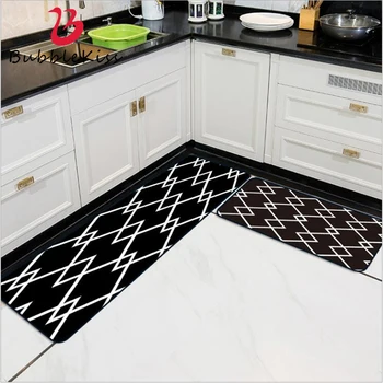 

Bubble Kiss 2020 Fashion Kitchen Rug Modern Black White Simple Geometric Cross Line Kitchen Mat Anti-wrinkle Door Mat Entrance