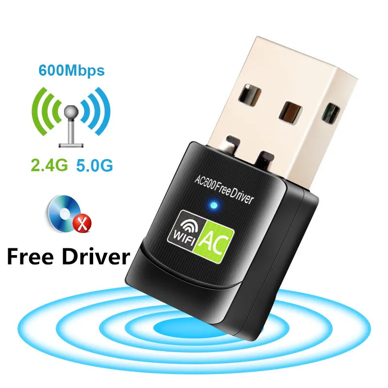 Беспроводной Usb Wifi адаптер Ac 600 Мбит/с 2 4G 5G сетевая карта антенна Wi Fi приемник Lan usb