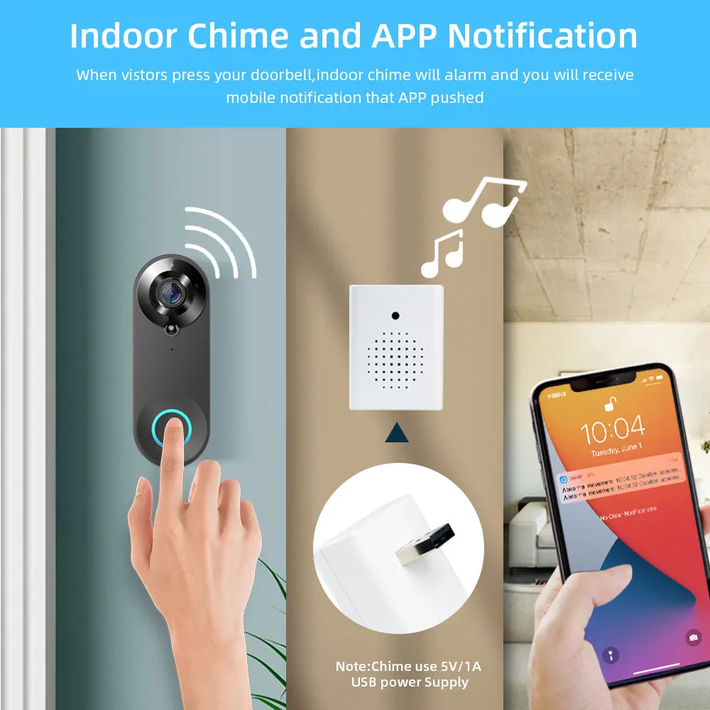 1080P Video Doorbell Camera Smart Home Tuya WiFi Doorbell Intercon Door bell  Works with Alexa Google Home Wireless Doorbell - AliExpress