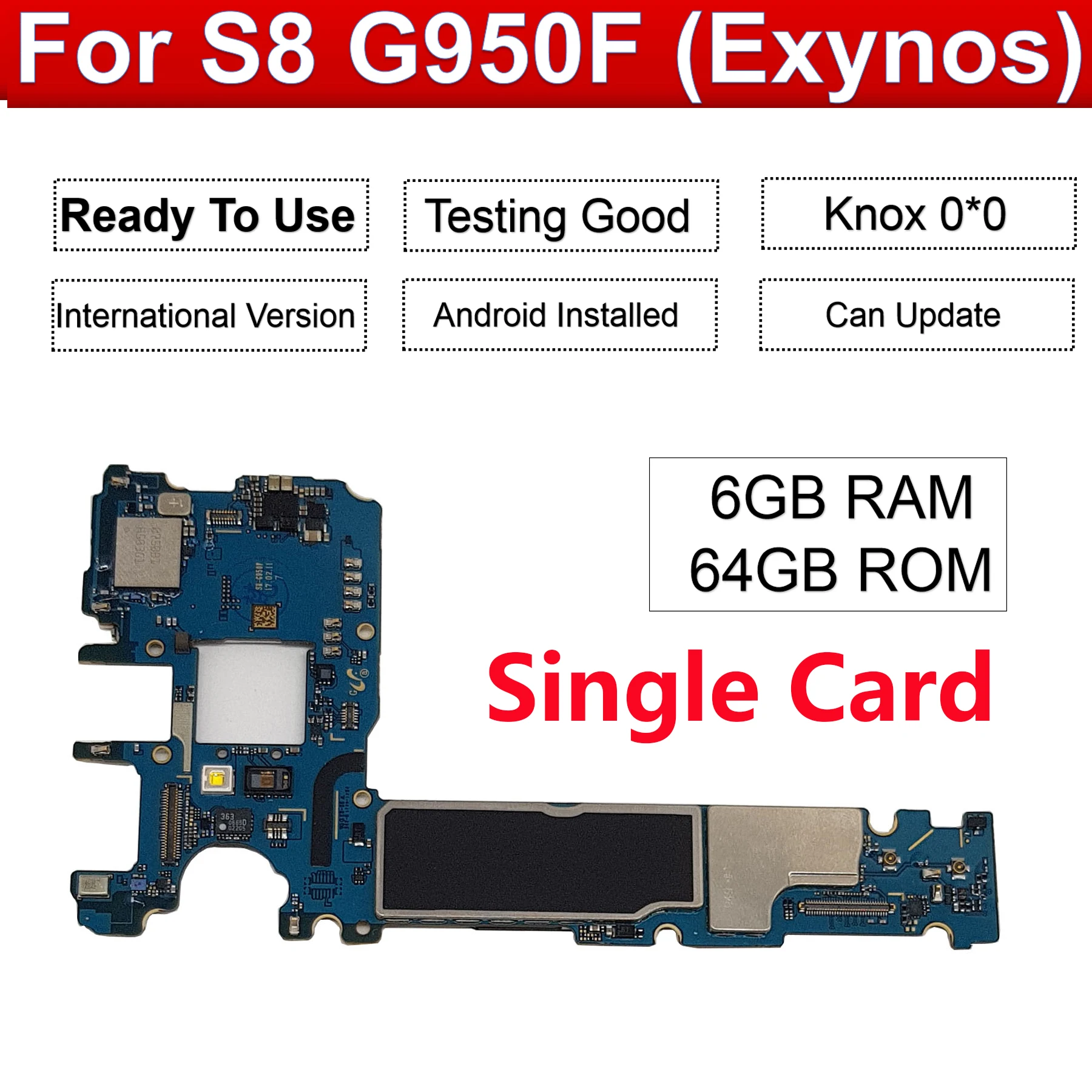 Tehxv оригинальная разблокированная материнская плата для samsung Galaxy S8 G950F, материнская плата для samsung Galaxy S8 G950F 64 Гб Нокс 0