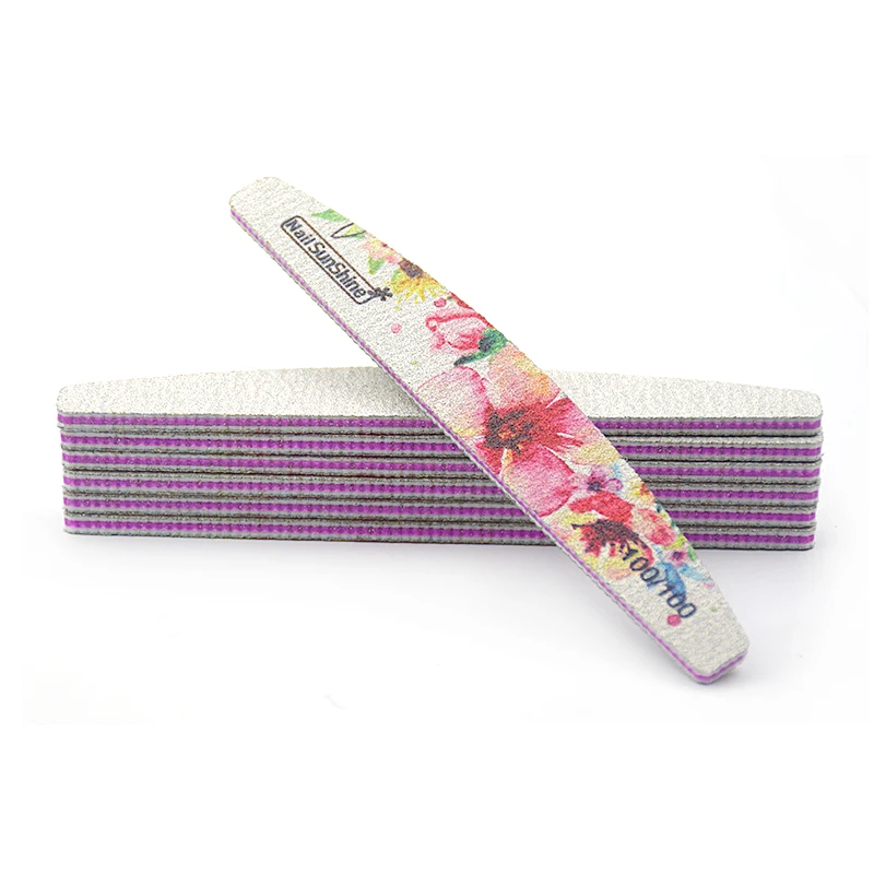 

25PCS Sanding Nail File Buffer Block 100/100 Manicure Tools Sunshine lime a ongle Flower Pattern Moon Shape Washable Nail Files